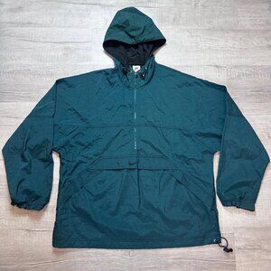 Vintage Nike Men's Large Center Swoosh Anorak Windbreaker Jacket 90s Green
